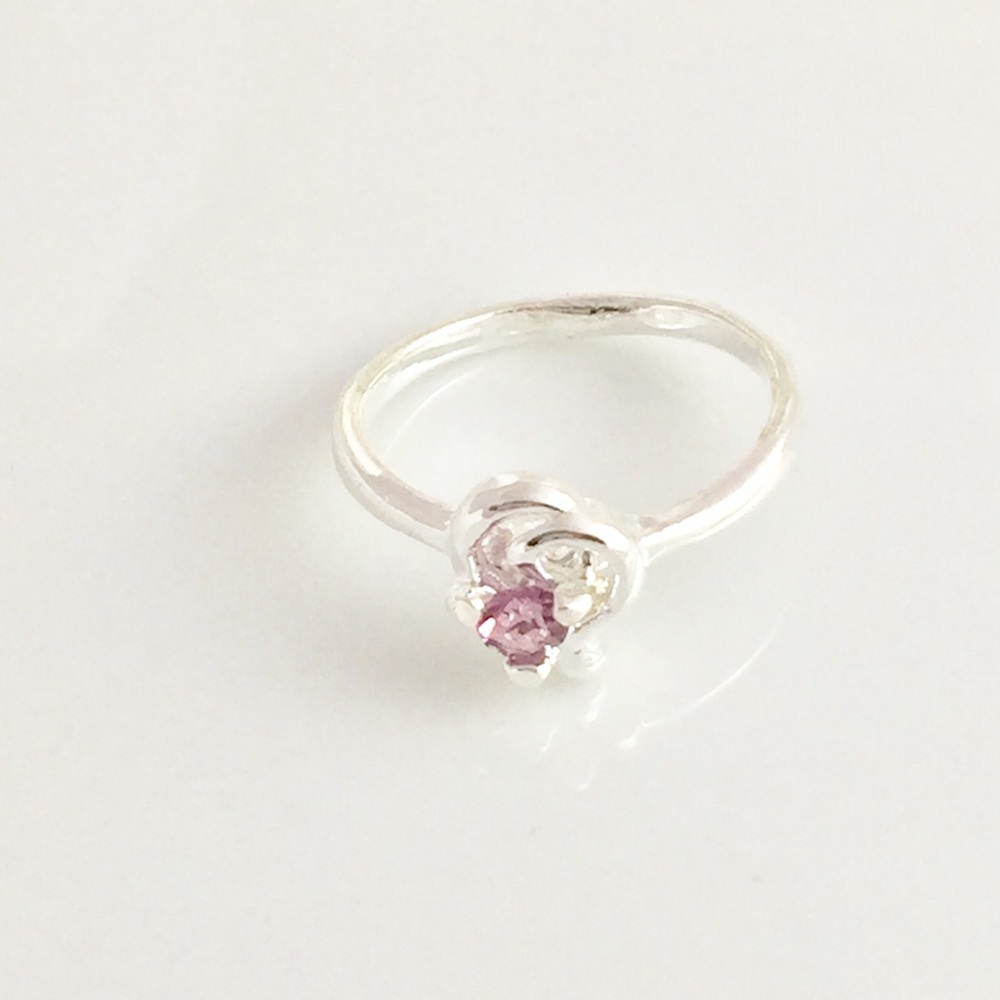 Purple Double Heart CZ Ring Rhinestones Ring